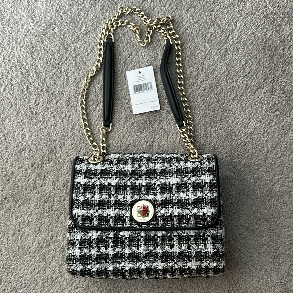 Kate Spade Black and White Tweed Crossbody Bag